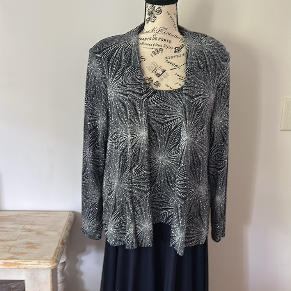 Cachet Metallic Burst Navy 2pc Dress Women's size 16 - Picture 3 of 9